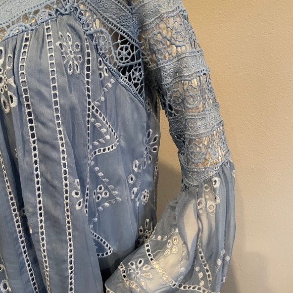 Blue Lace Mini Dress Size Small New - Picture 3 of 6